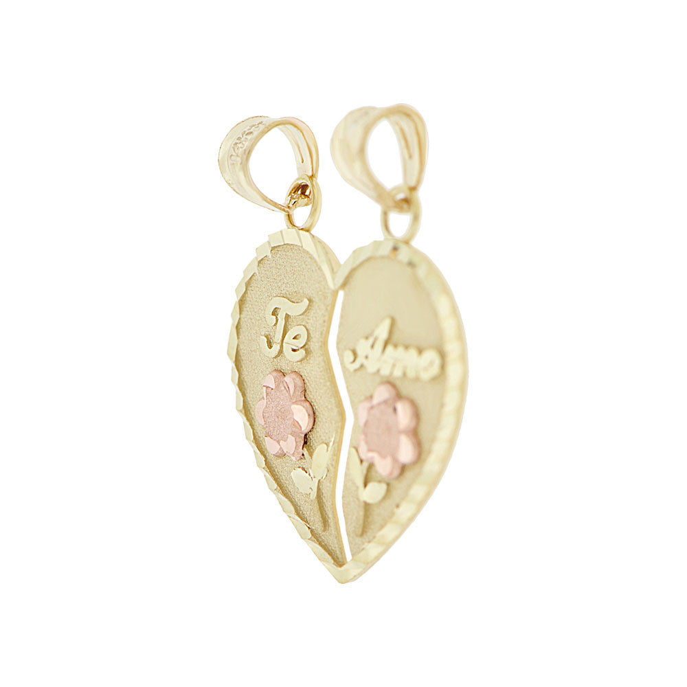 Sharing Heart Rose Pendant Tricolor Gold 14k