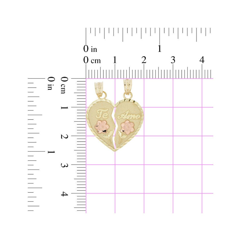 Sharing Heart Rose Pendant Tricolor Gold 14k