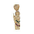 Mini San Judas Jude Figure Pendant Mixed Color CZ 7.5mm Yellow Gold 14k