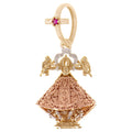 San Juan de Los Lagos Virgin 3D Pendant CZ 14.5mm Tricolor Gold 14k