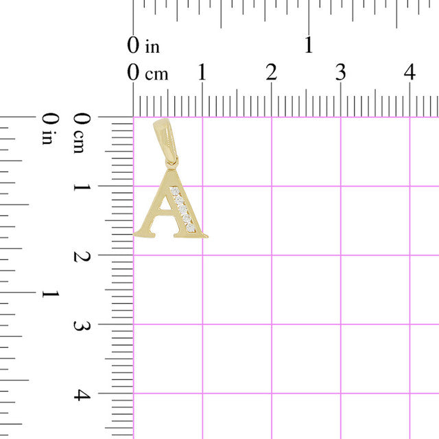 Initial Capital Letter A Pendant CZ 11mm Yellow Gold 14k