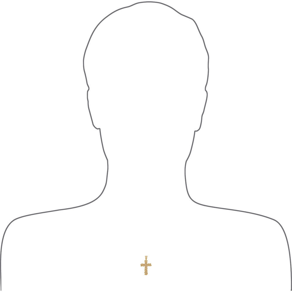 Nugget Cross Pendant Yellow Gold 14k