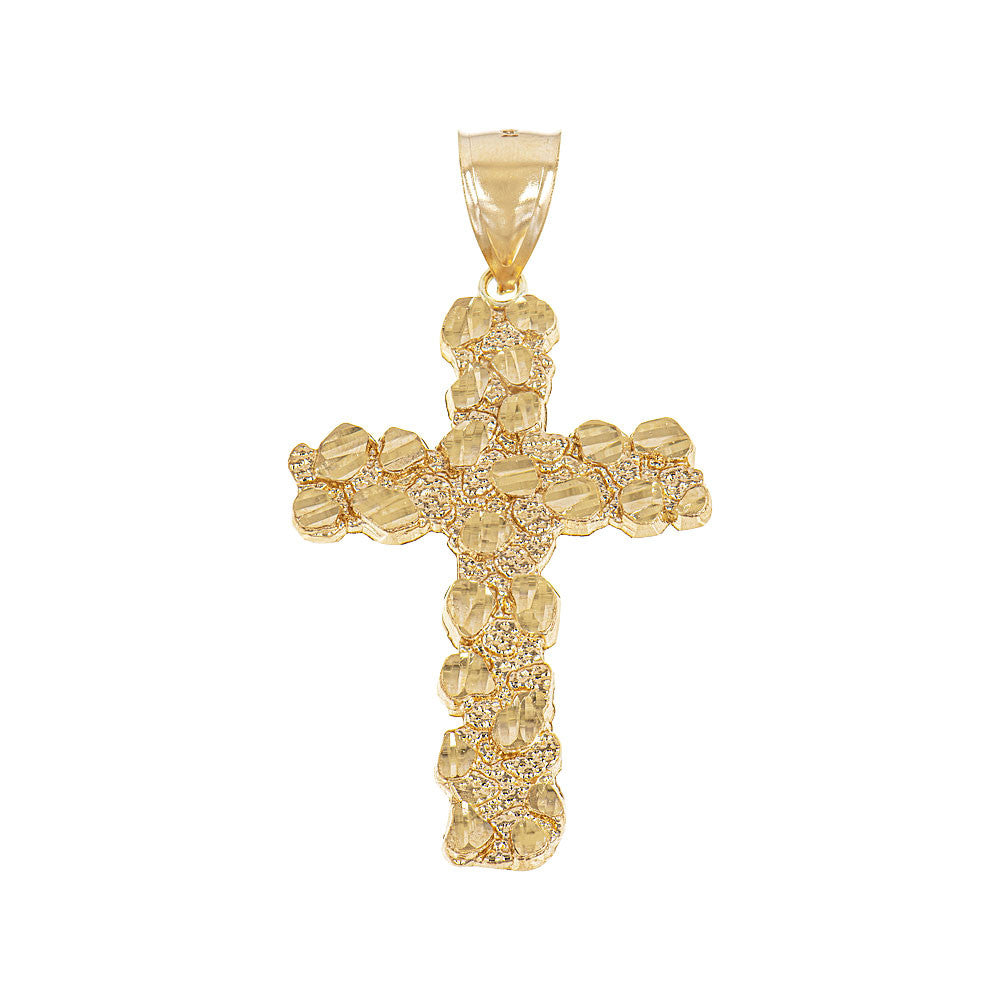 Nugget Cross Pendant Yellow Gold 14k