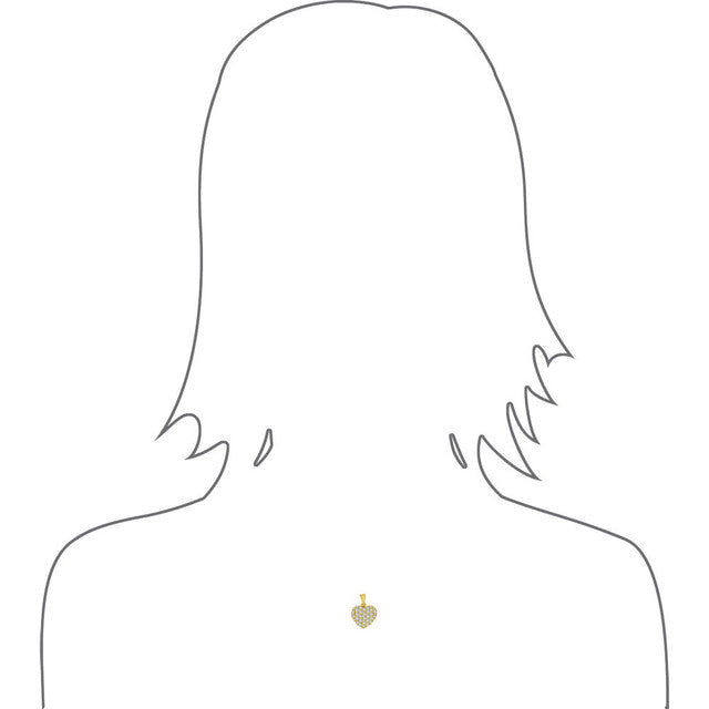 Classic Domed Heart Pendant CZ 17mm Yellow Gold 14k