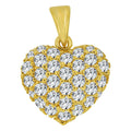 Classic Domed Heart Pendant CZ 17mm Yellow Gold 14k