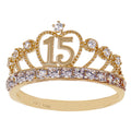 15 Quinceanera Ring CZ Yellow Gold 14k