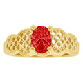 Filigree Classic Ring Oval Dark Red CZ Jan Yellow Gold 14k size 6.5