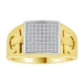 Signet Horse Shoe Cluster Ring Men CZ Yellow Gold 14k size 9