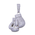Rhodium Plated 925 Sterling Silver CZ Boxing Glove Pendant