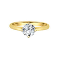 Solitaire Lady Engagement Ring Round Cubic Zirconia Yellow Gold 14k
