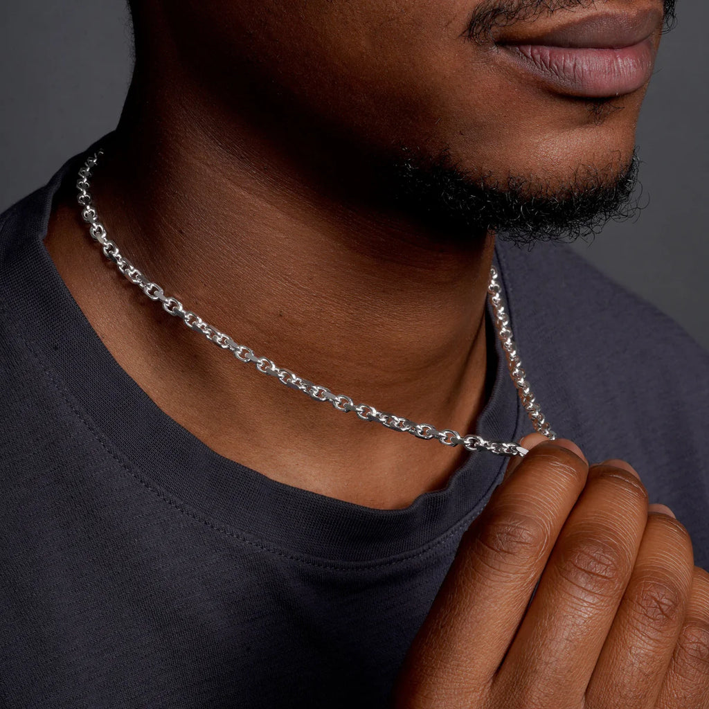 925 Sterling Silver Diamond Cut Forzatina Link 140 Chain 3.8mm