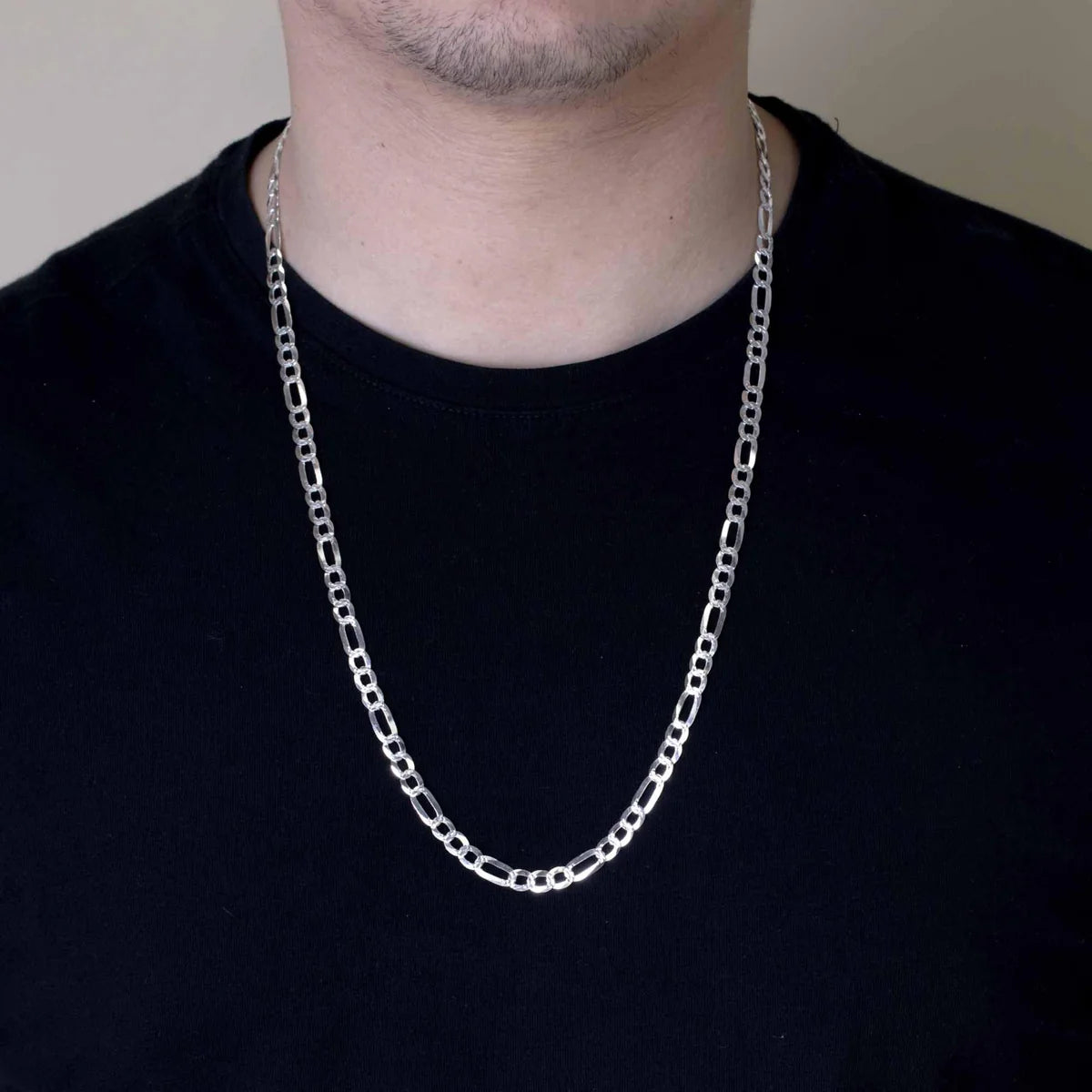 Diamond Cut Figaro Bracelet and Chain 7.8mm