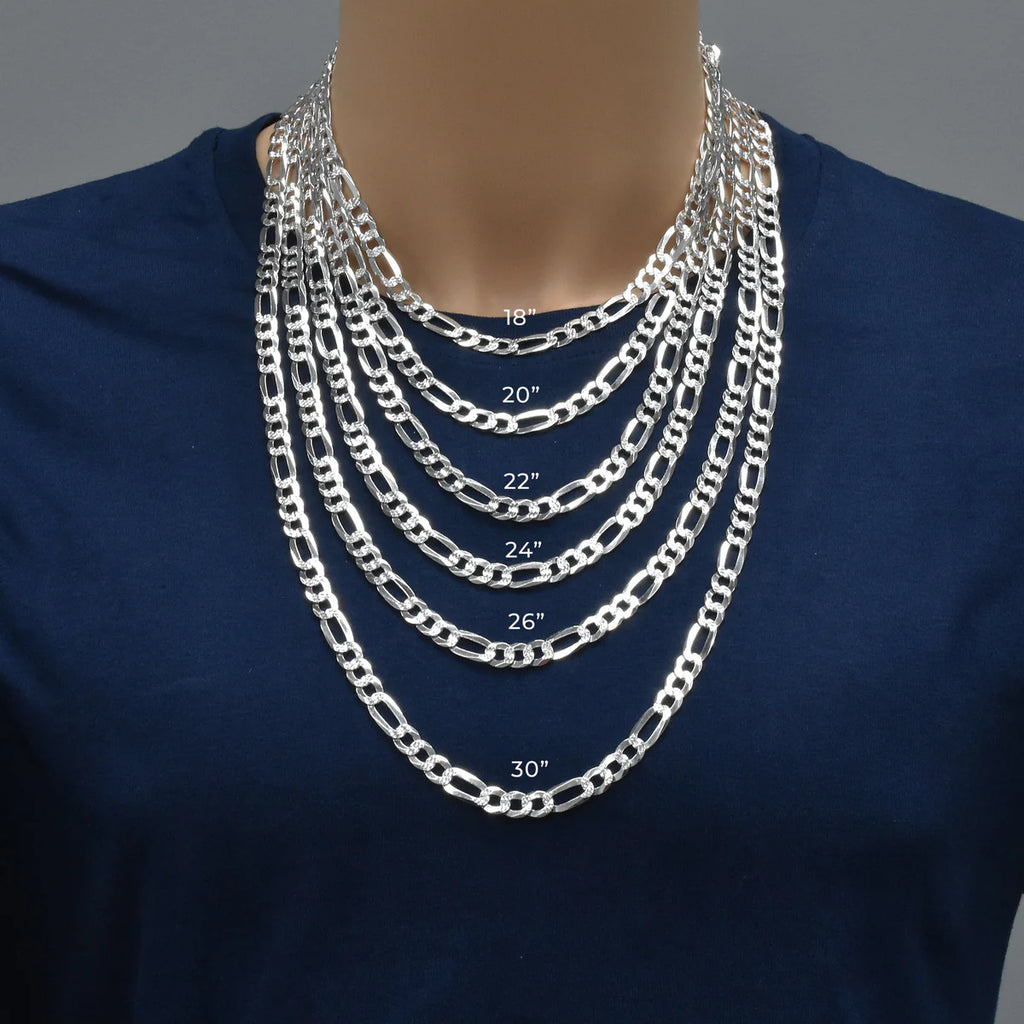 Diamond Cut Figaro Bracelet and Chain 7.8mm