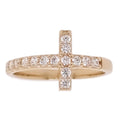 Cross Lady Ring Cubic Zirconia Yellow Gold 14k