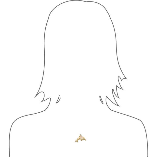 Dolphin Hollow Puffed Pendant Yellow Gold 14k