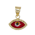 Mini Red Resin Evil Eye Pendant Yellow Gold 14k