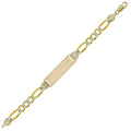 White Pave Figaro ID Men Bracelet 9.7mm Yellow 14k