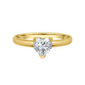 Solitaire Lady Engagement Ring Heart Shape Cubic Zirconia Yellow Gold 14k [R090-009]
