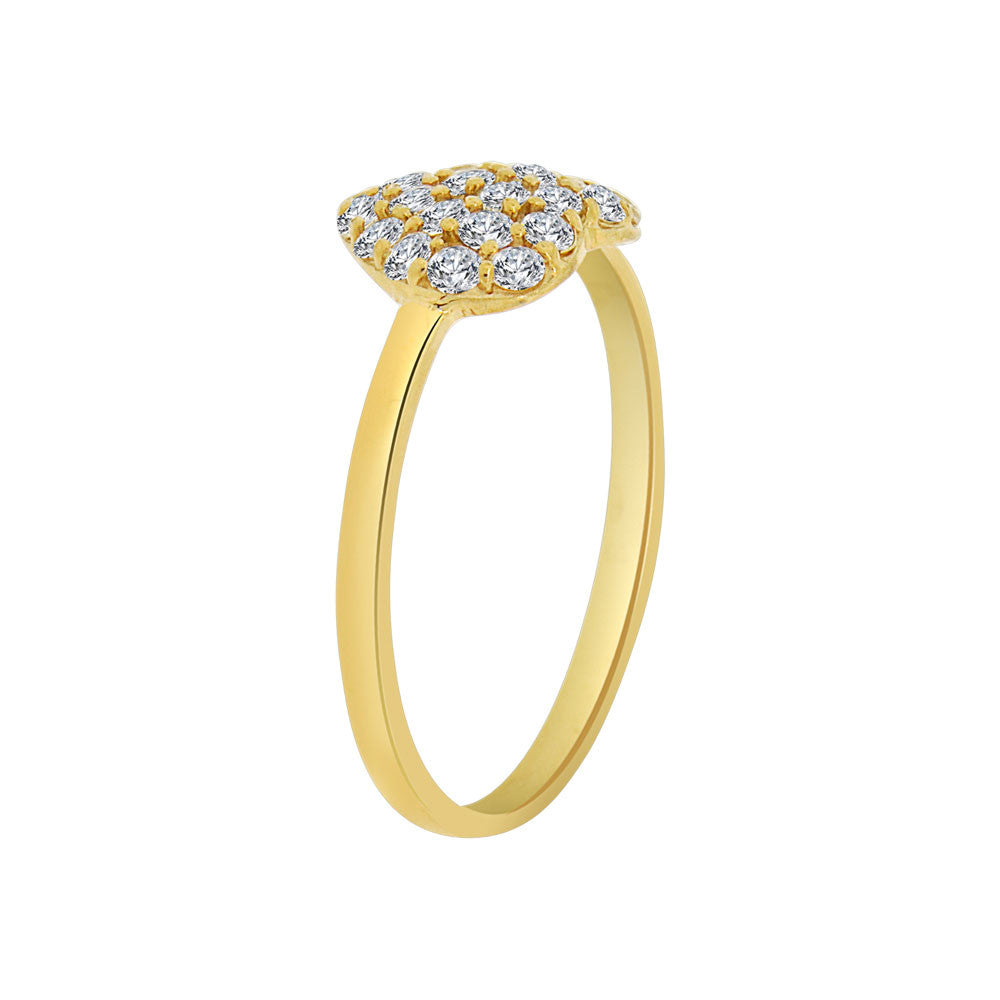 Classic Simple Dainty Heart Ring Cubic Zirconia Yellow Gold 14k