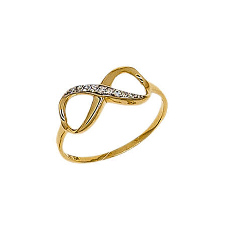 Infinity Ring Cubic Zirconia Yellow Gold 14k