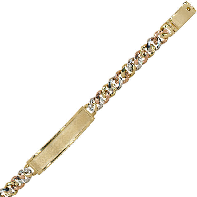 Miami Cuban Links Frame ID Kid Bracelet 6mm Tricolor Gold 14k