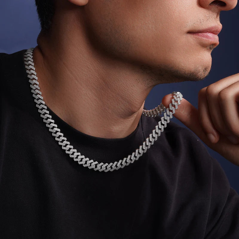 Rhodium Plated 925 Sterling Silver CZ Encrusted Miami Cuban Link 10.2mm Chain Or Bracelet