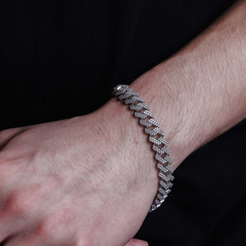 Rhodium Plated 925 Sterling Silver CZ Encrusted Miami Cuban Link 10.2mm Chain Or Bracelet