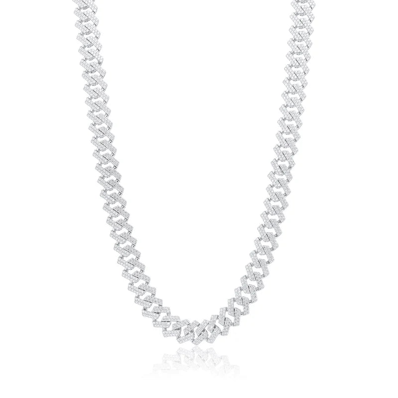 Rhodium Plated 925 Sterling Silver CZ Encrusted Miami Cuban Link 10.2mm Chain Or Bracelet