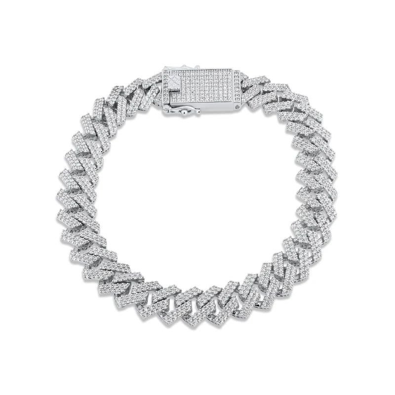 Rhodium Plated 925 Sterling Silver CZ Encrusted Miami Cuban Link 10.2mm Chain Or Bracelet
