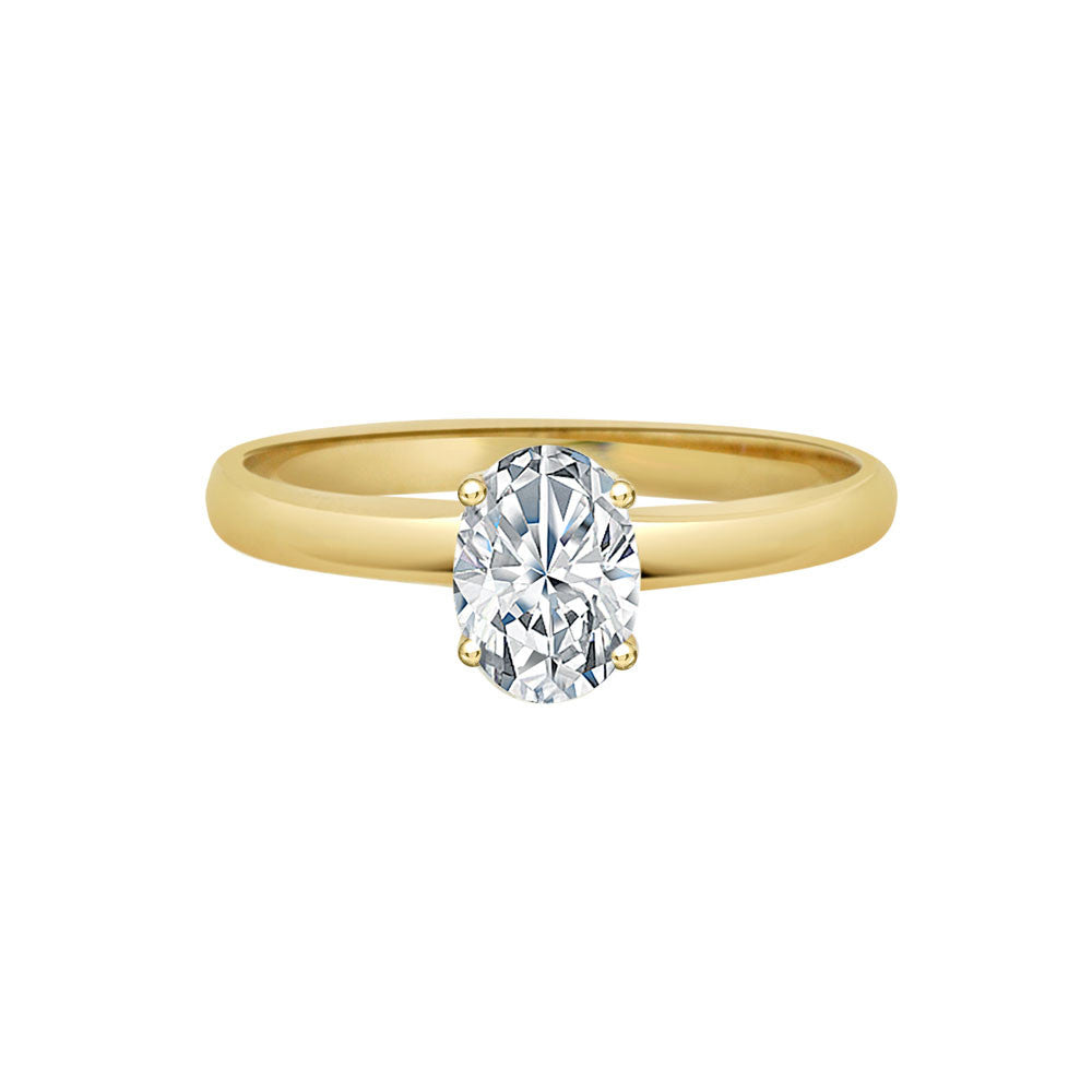 olitaire Lady Engagement Ring Oval Shape Cubic Zirconia Yellow Gold 14k