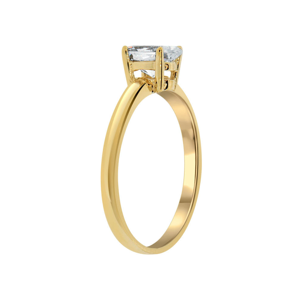 olitaire Lady Engagement Ring Oval Shape Cubic Zirconia Yellow Gold 14k