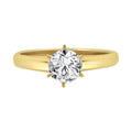 Solitaire Lady Engagement Ring Round Cubic Zirconia Yellow Gold 14k