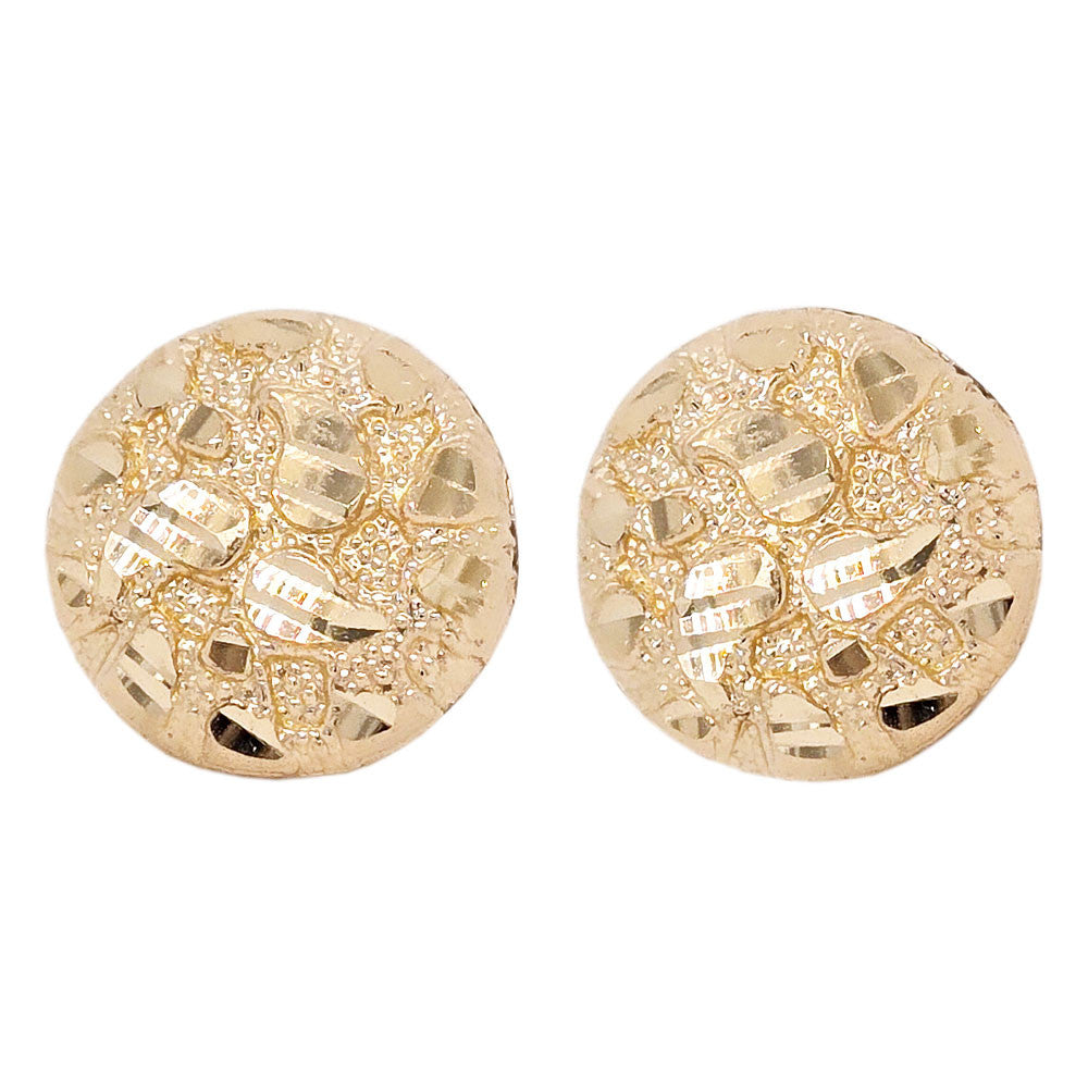 Round Nugget Post Push Back Earring Yellow Gold 14k