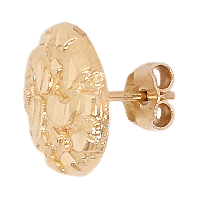 Round Nugget Post Push Back Earring Yellow Gold 14k