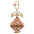 San Juan de Los Lagos Virgin 3D Pendant CZ 18.5mm Tricolor Gold 14k